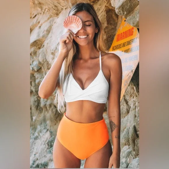 NWT Cupshe Orange High Waisted Bikini Bottom - Picture 2 of 4